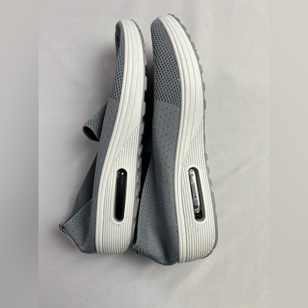 Mesh Comfort Slip-On Walking Vacation Travel Beach Gray Sneakers - Picture 6 of 13